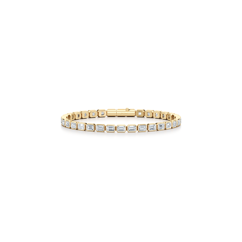 Bezel Set Emerald Lab Diamond Tennis Bracelet image 26
