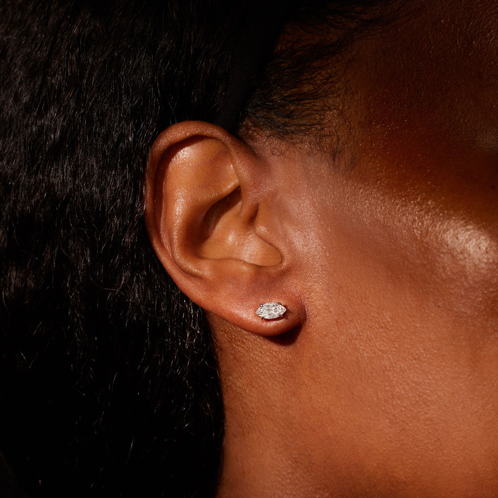 Chelsea Lab Diamond Marquise Studs 18k White Gold,18k Yellow Gold,18k Rose Gold,Platinum  On Model