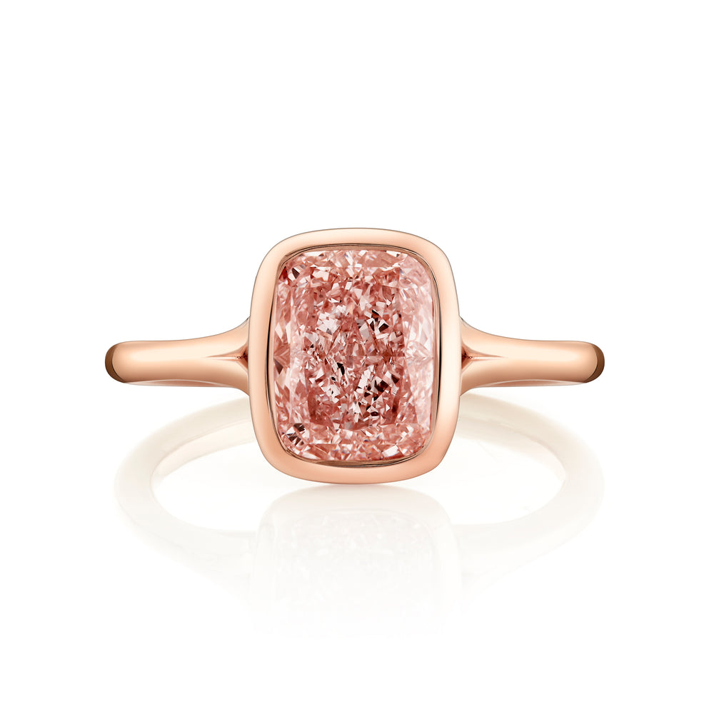 Elle Cushion Bezel Lab Pink Diamond Engagement Ring image 1