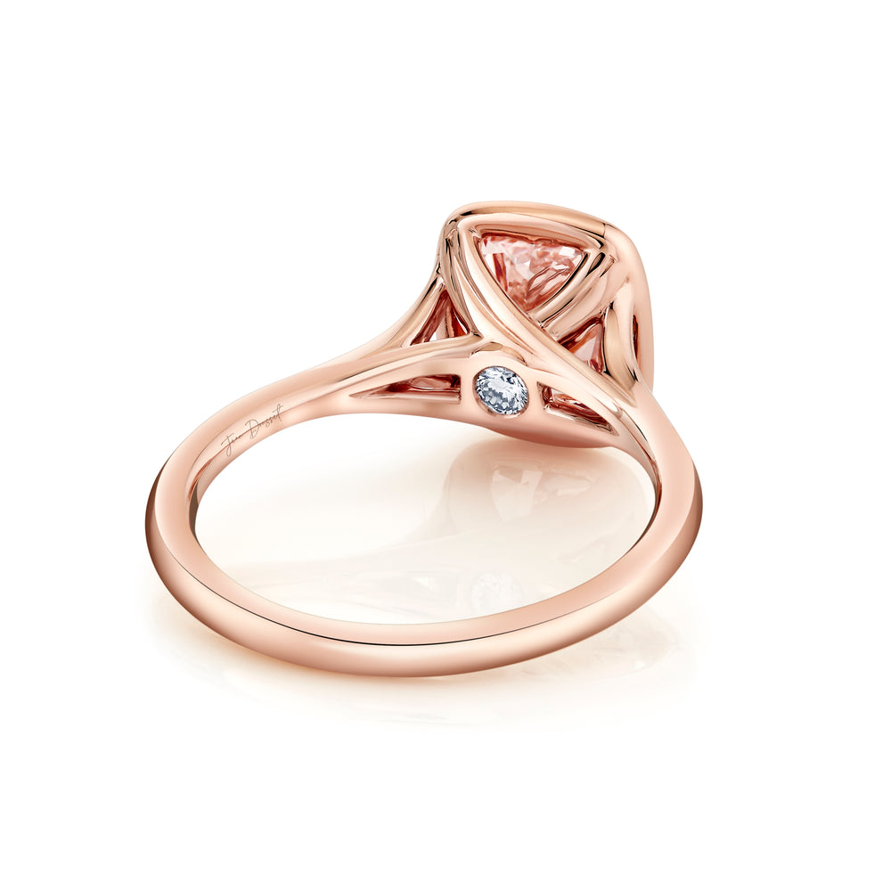 Elle Cushion Bezel Lab Pink Diamond Engagement Ring image 3