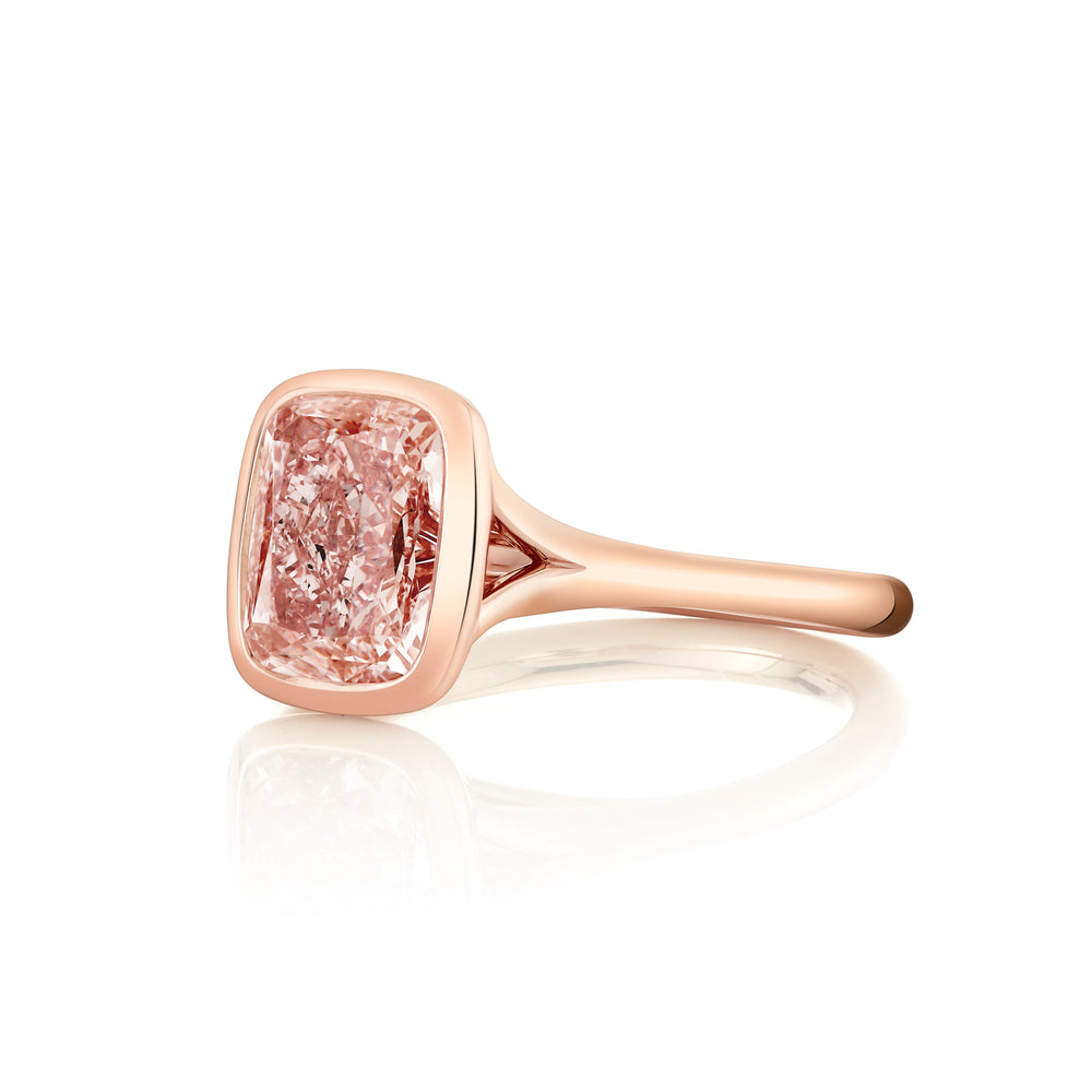 Elle Cushion Bezel Lab Pink Diamond Engagement Ring image 2