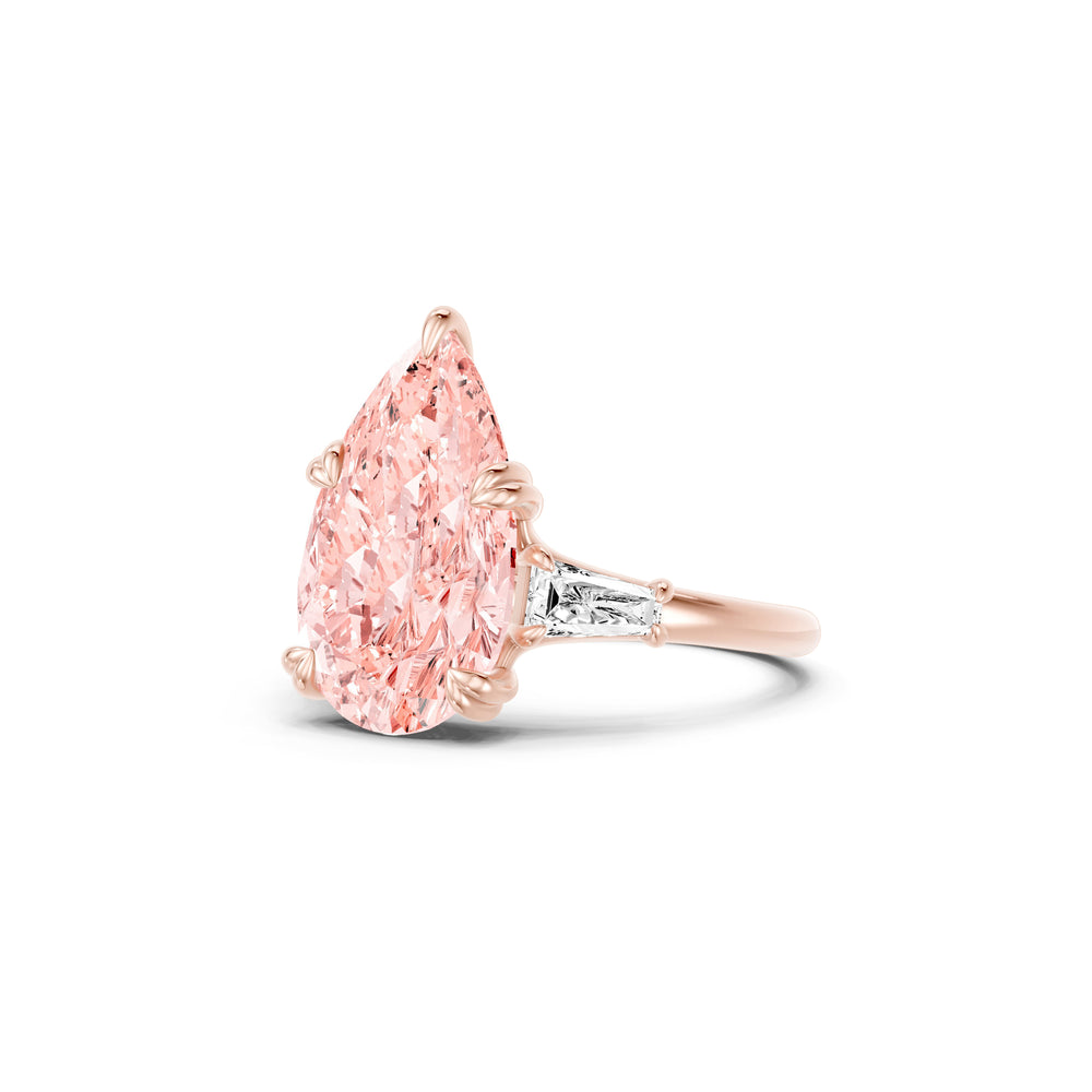 High Jewelry | Jane Pear Cut Pink Three Stone Lab Diamond Engagement Ring image 2