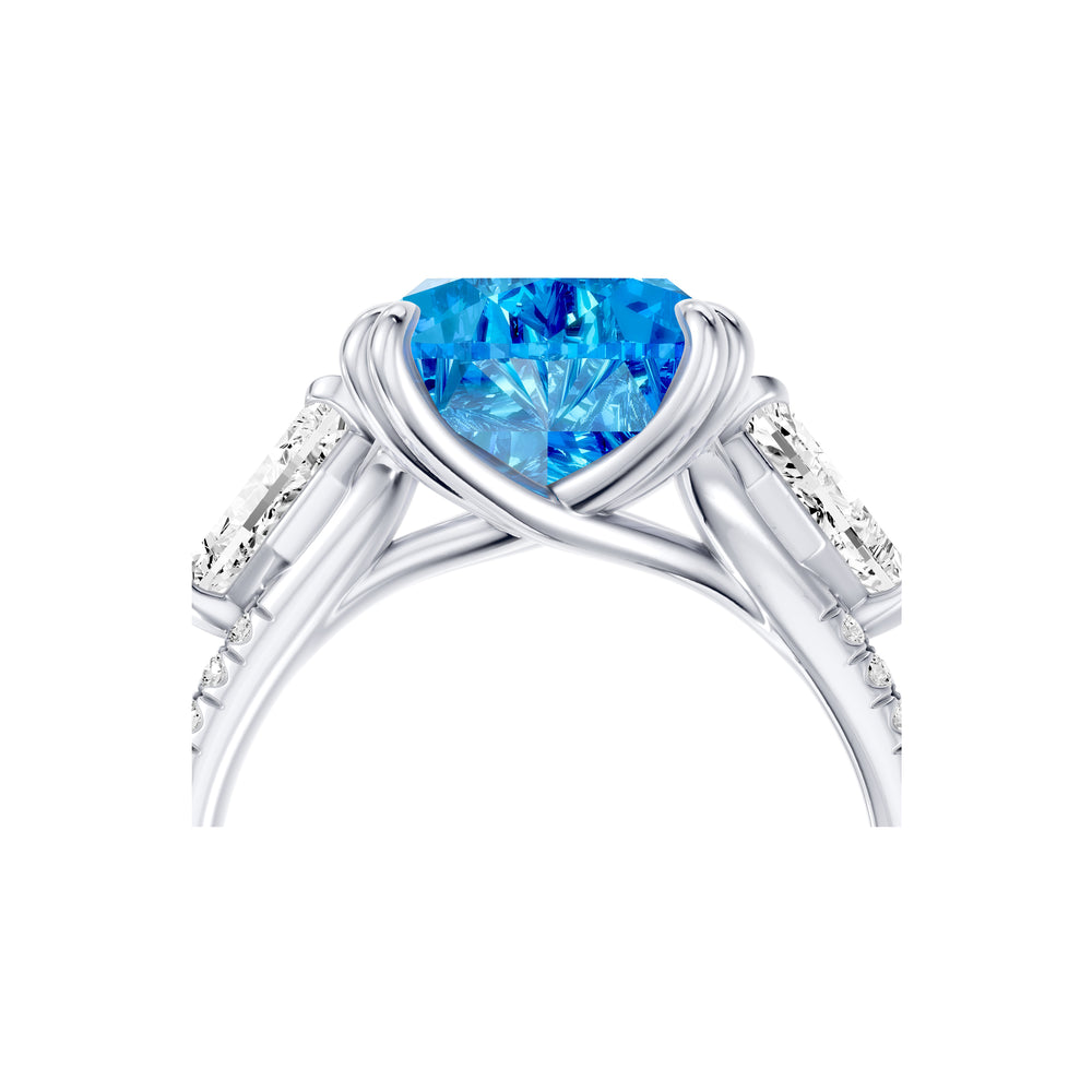 High Jewelry | Jane Pear Cut Blue Three Stone Lab Diamond Engagement Ring image 5