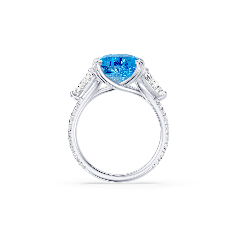 High Jewelry | Jane Pear Cut Blue Three Stone Lab Diamond Engagement Ring image 4
