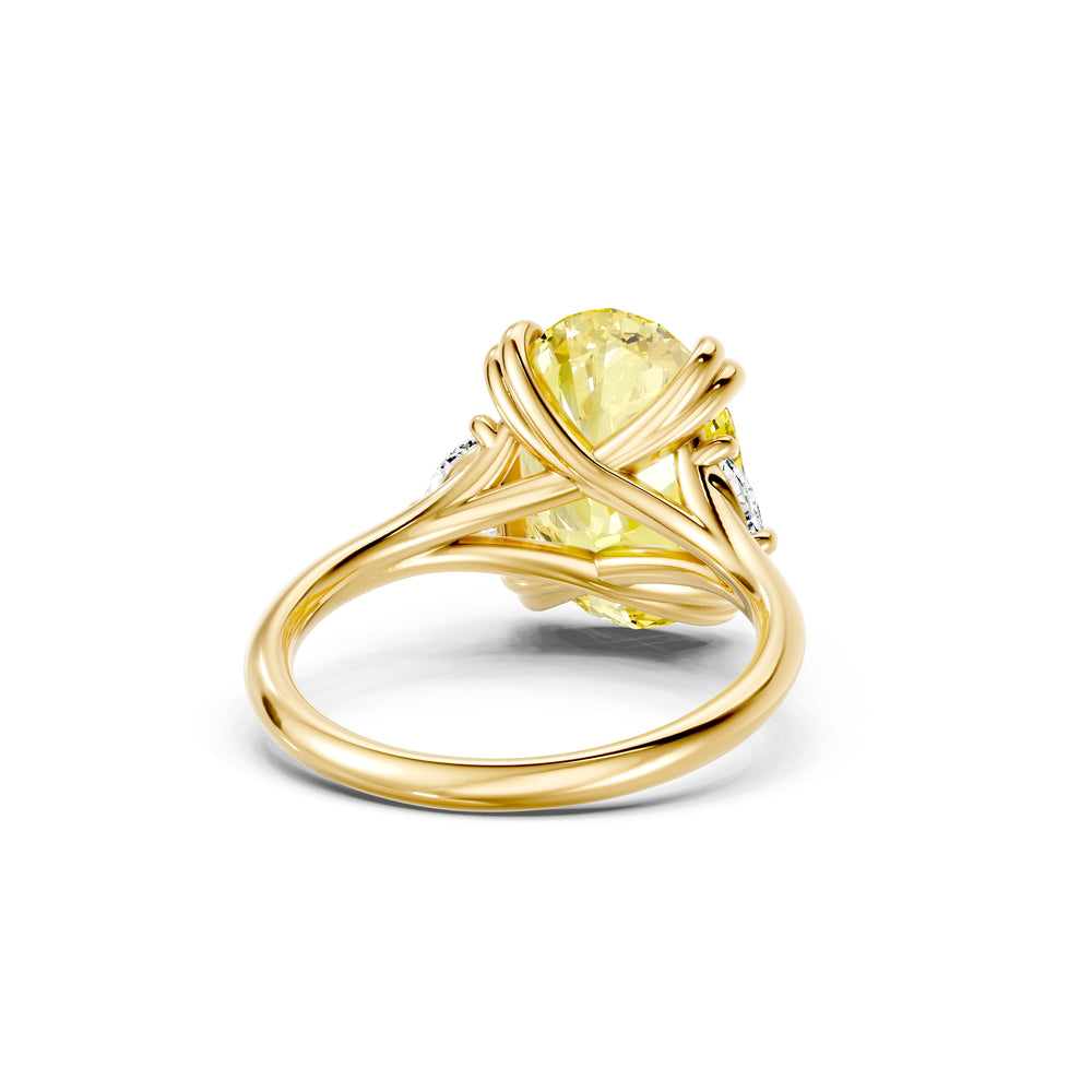 Jane Oval Cut Yellow Three Stone Lab Diamond Engagement Ring image 3