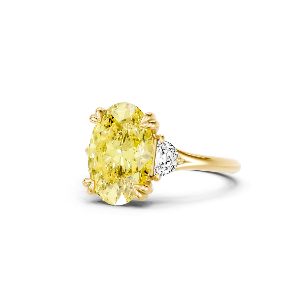 Jane Oval Cut Yellow Three Stone Lab Diamond Engagement Ring image 2