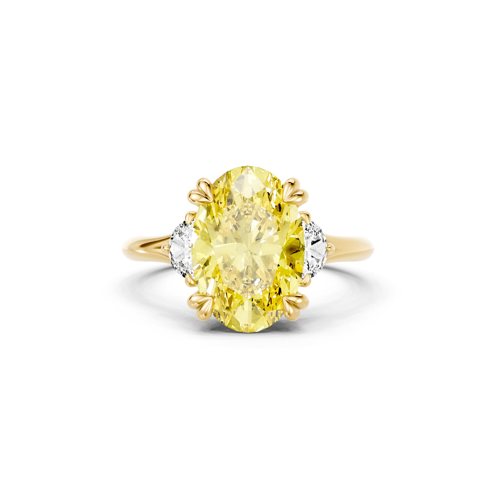 Jane Oval Cut Yellow Three Stone Lab Diamond Engagement Ring image 1