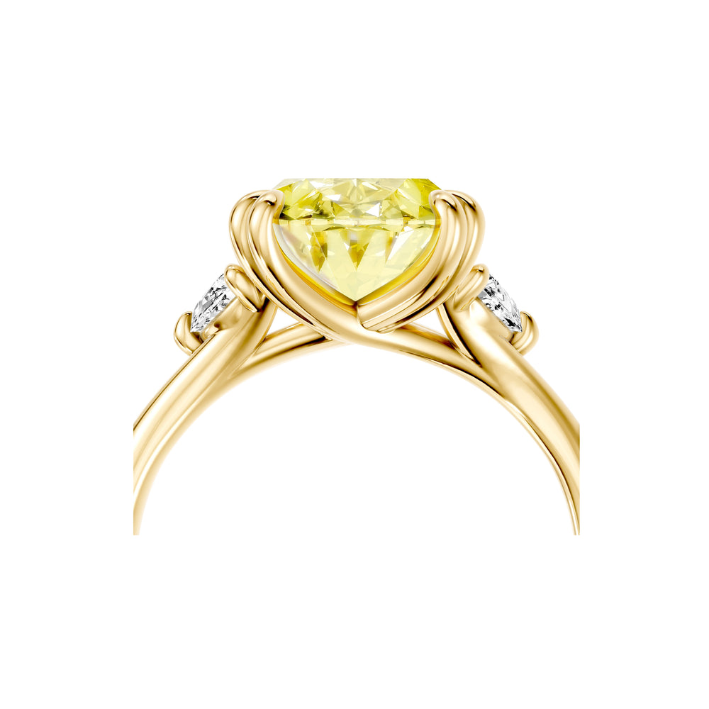 Jane Oval Cut Yellow Three Stone Lab Diamond Engagement Ring image 5