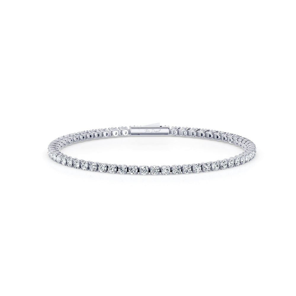 Olivia Round Brilliant Lab Diamond Tennis Bracelet 18k White Gold 4 CTW,7 CTW,10 CTW,12 CTW,17 CTW Front View