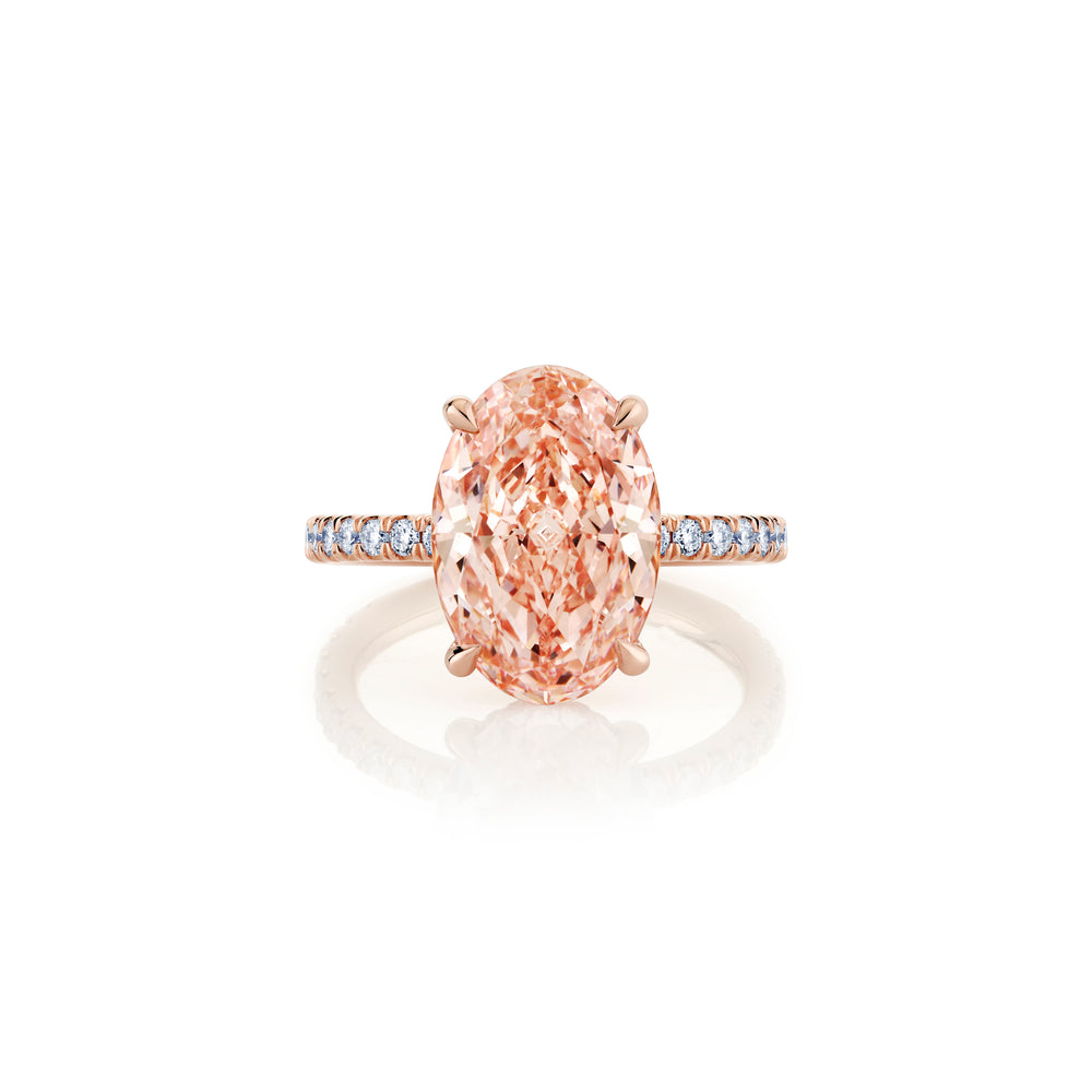 Audrey Oval Solitaire Lab Pink Diamond Engagement Ring image 1