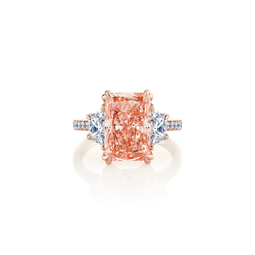 Elle Radiant Three Stone Lab Pink Diamond Engagement Ring image 1