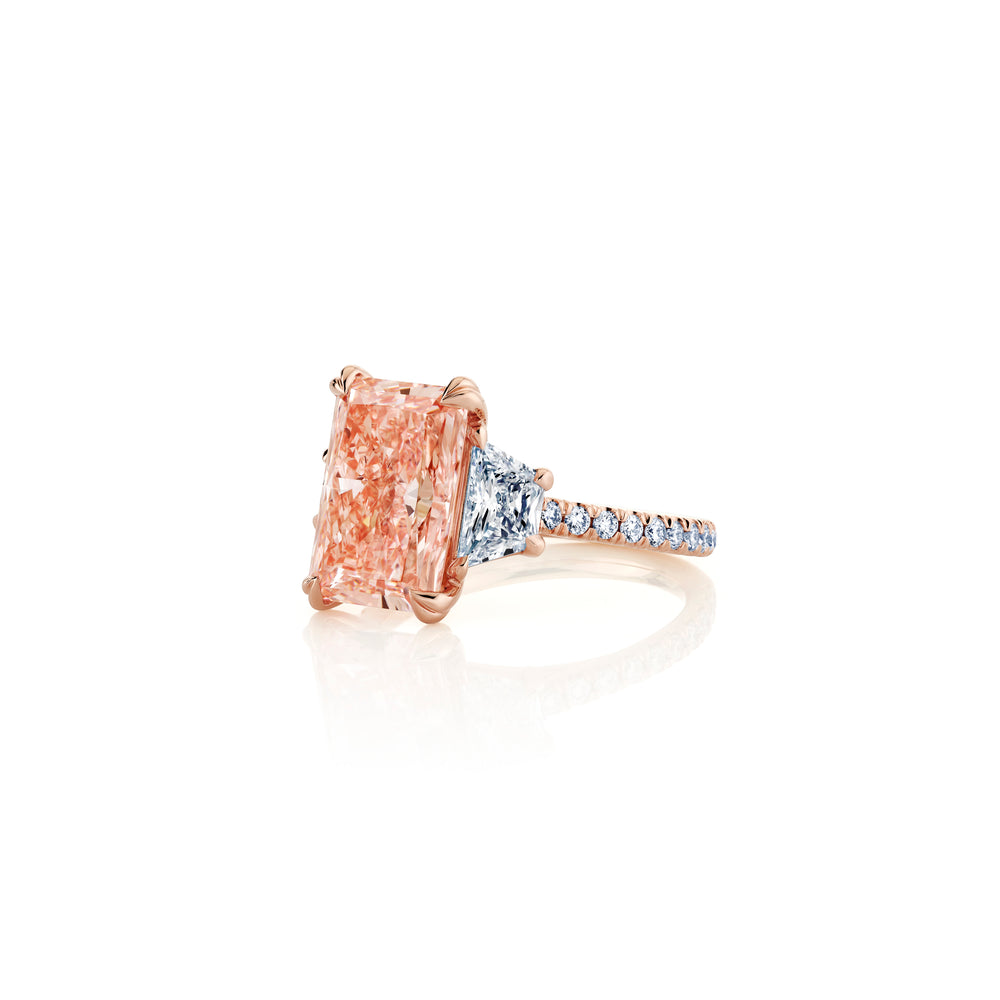 Elle Radiant Three Stone Lab Pink Diamond Engagement Ring image 2