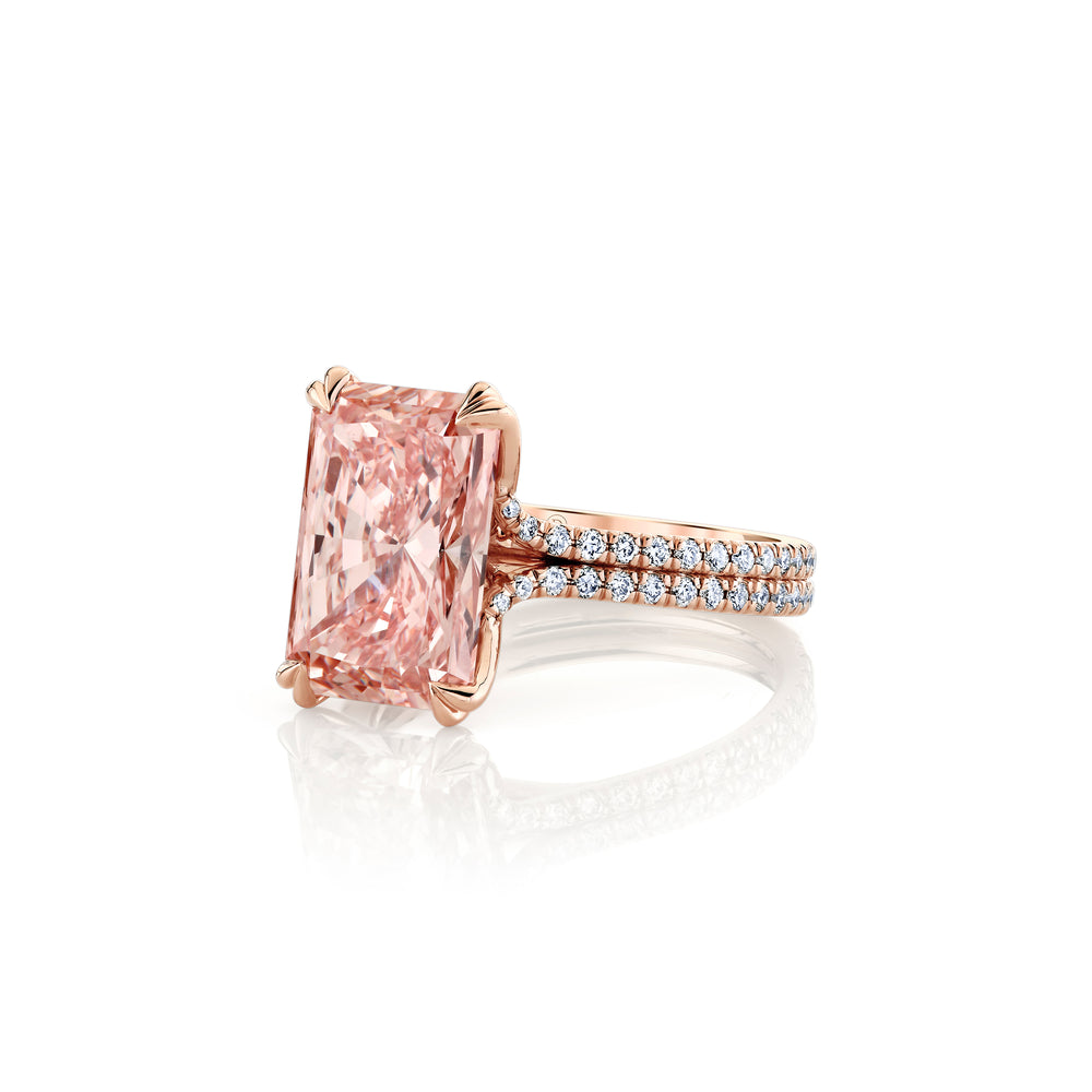 Elle Radiant Cut Solitaire Lab Pink Diamond Engagement Ring image 2