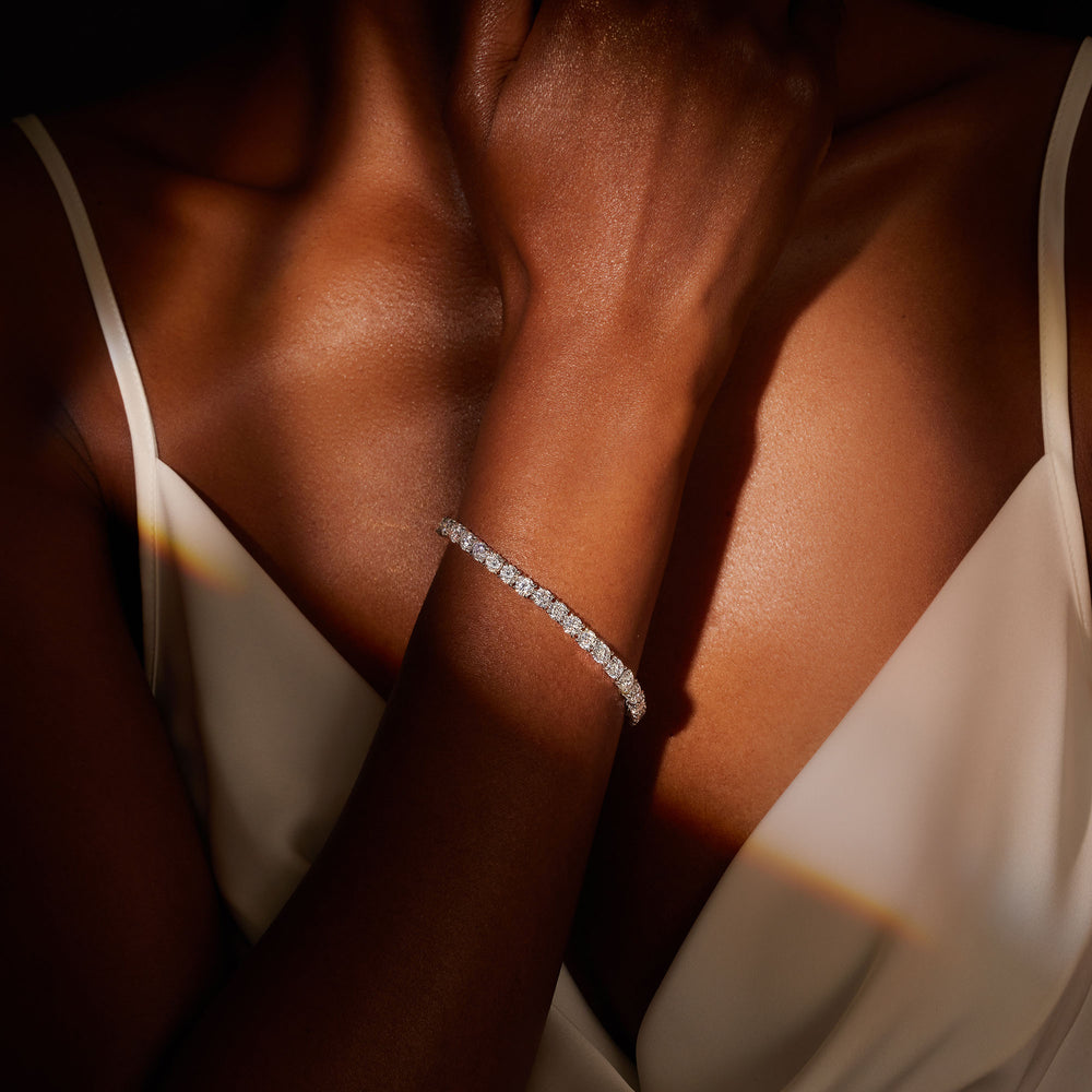Chelsea Lab Diamond Tennis Bracelet 18k White Gold,18k Yellow Gold,18k Rose Gold,Platinum  On Model