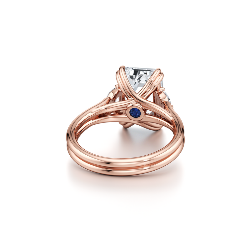 Elle Half Moon Three Stone Lab Diamond Engagement Ring image 3
