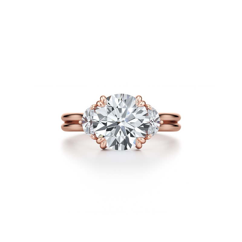 Elle Half Moon Three Stone Lab Diamond Engagement Ring image 51