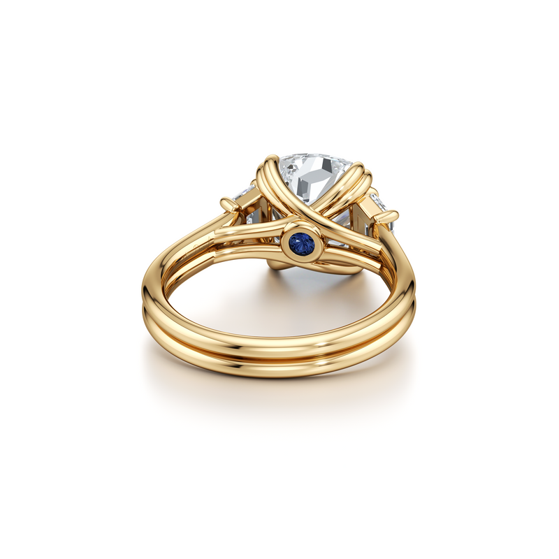 Elle Trapezoid Three Stone Double Lab Diamond Engagement Ring image 28