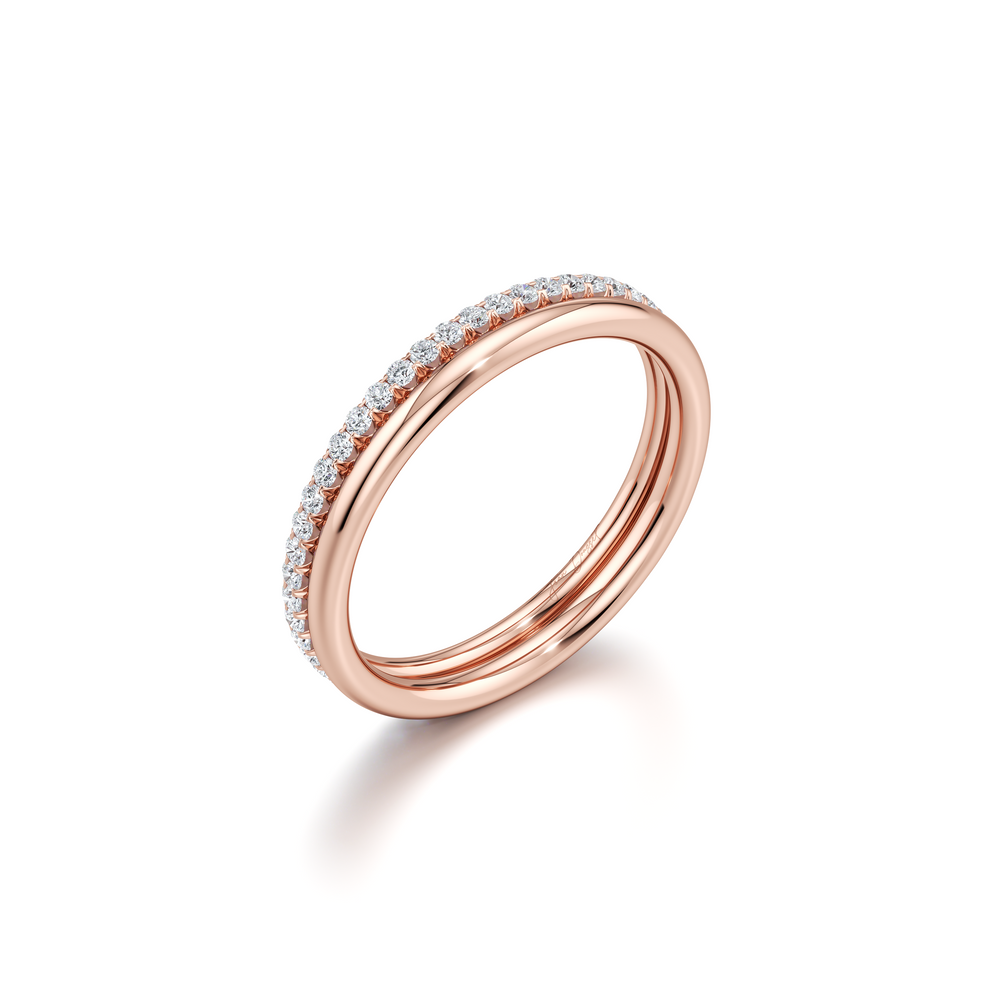 Elle Double Lab Diamond Eternity Band 18k Rose Gold  3/4 View