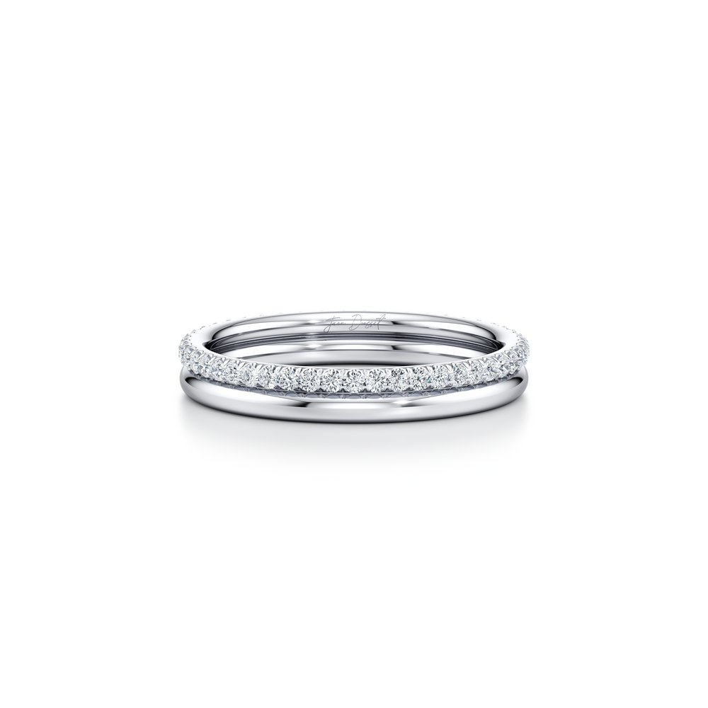Elle Double Lab Diamond Eternity Band 18k White Gold  Front View