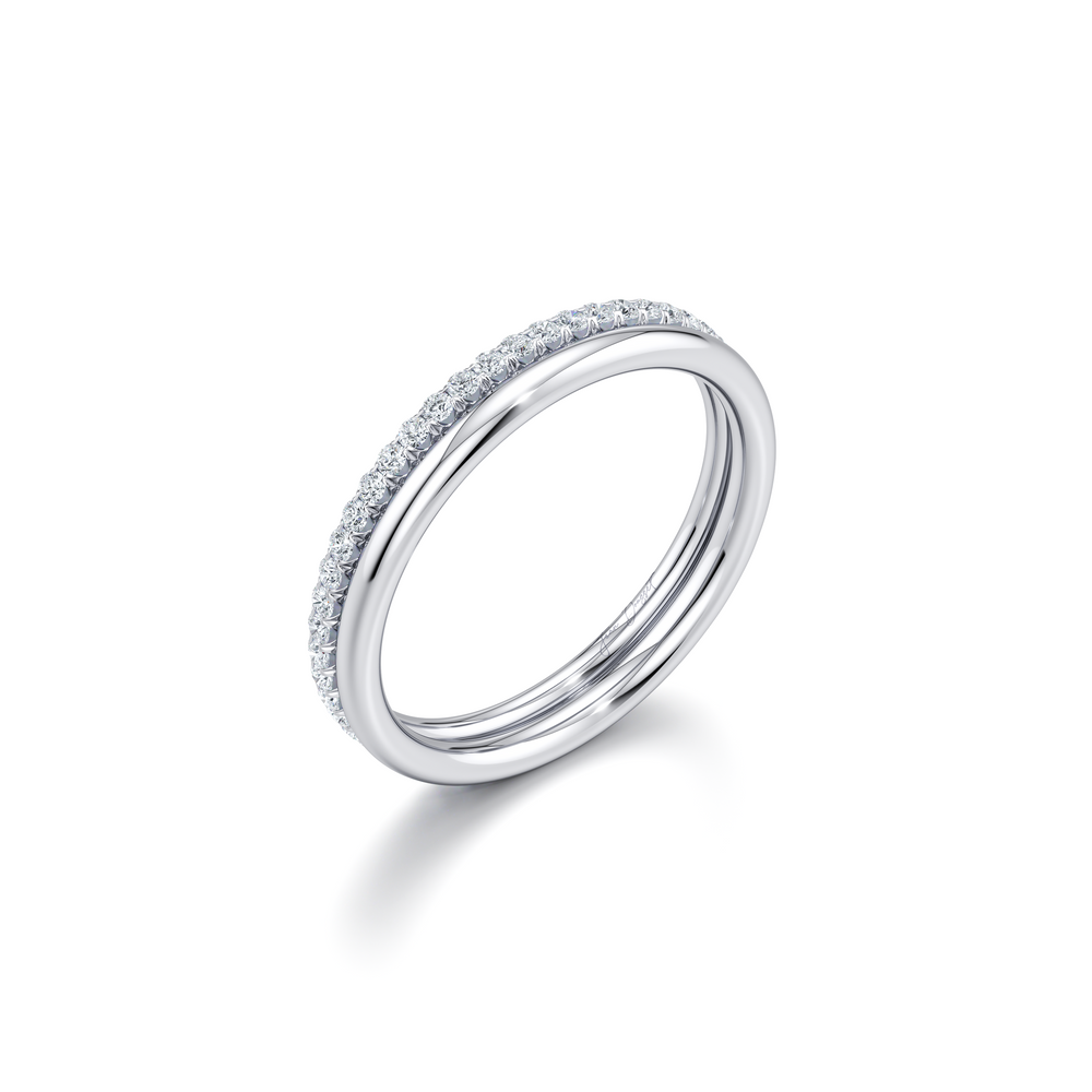 Elle Double Lab Diamond Eternity Band 18k White Gold  3/4 View