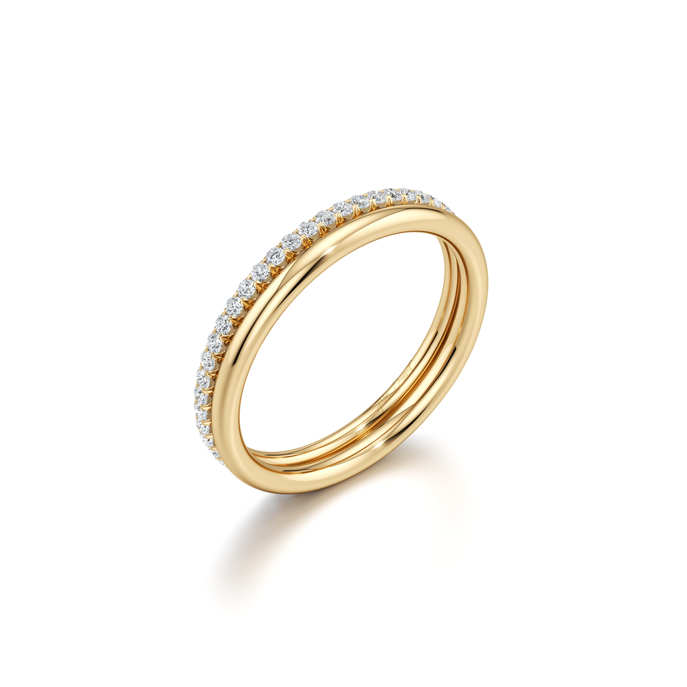 Elle Double Lab Diamond Eternity Band 18k Yellow Gold  3/4 View
