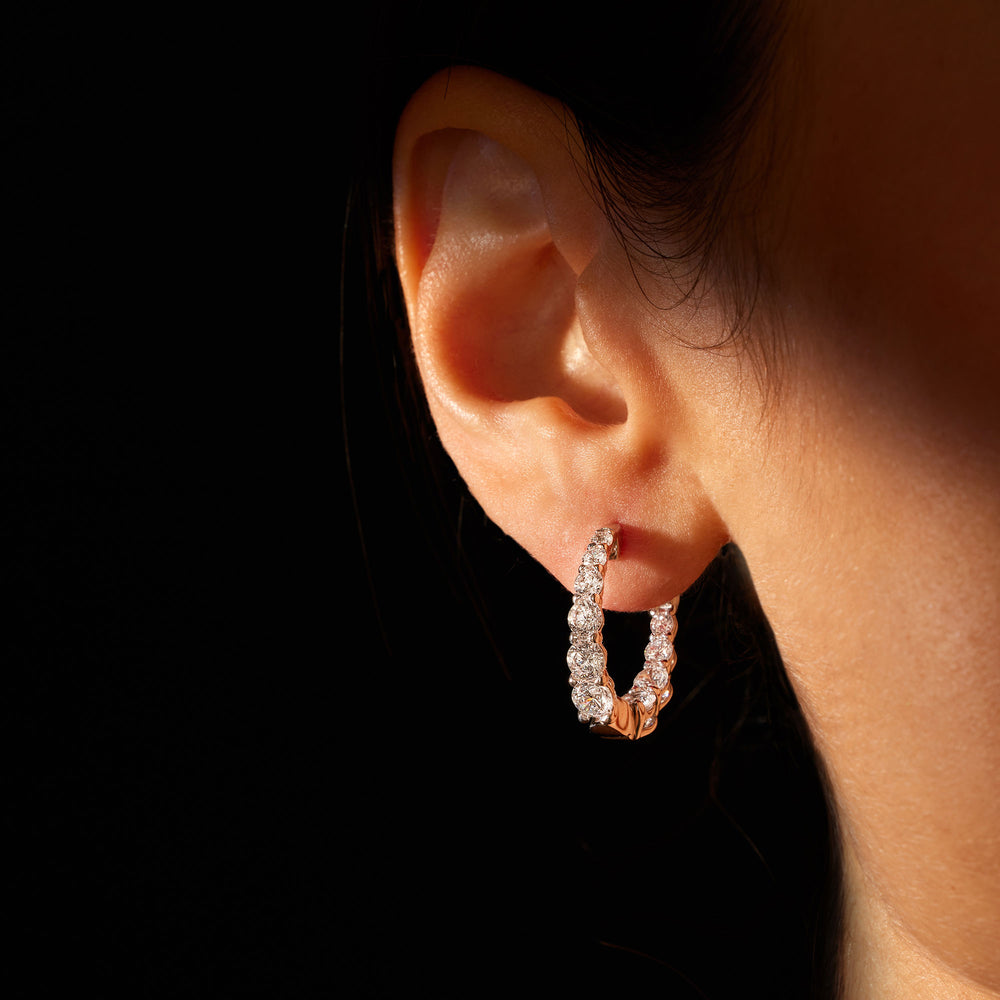 Gwen Oval Lab Diamond Graduated Hoop Earrings 20mm  On Model
