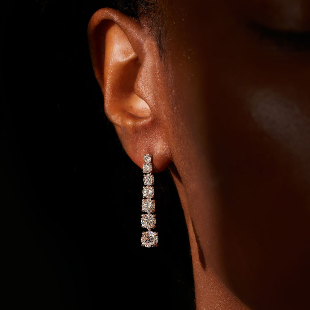 Gwen Lab Diamond Drop Earrings 18k White Gold,18k Yellow Gold,18k Rose Gold,Platinum  On Model