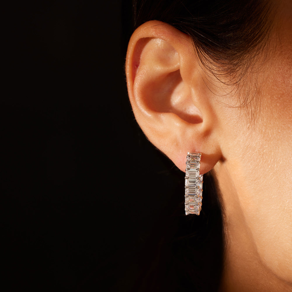 Olivia Lab Diamond Bold Inside Out Hoops Emerald 25mm On Model