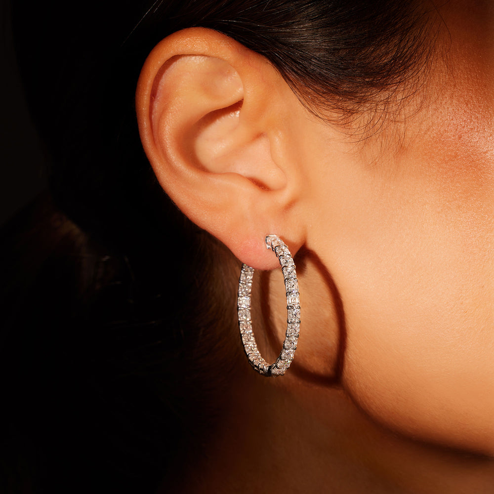 Olivia Lab Diamond Bold Inside Out Hoops Asscher 35mm On Model