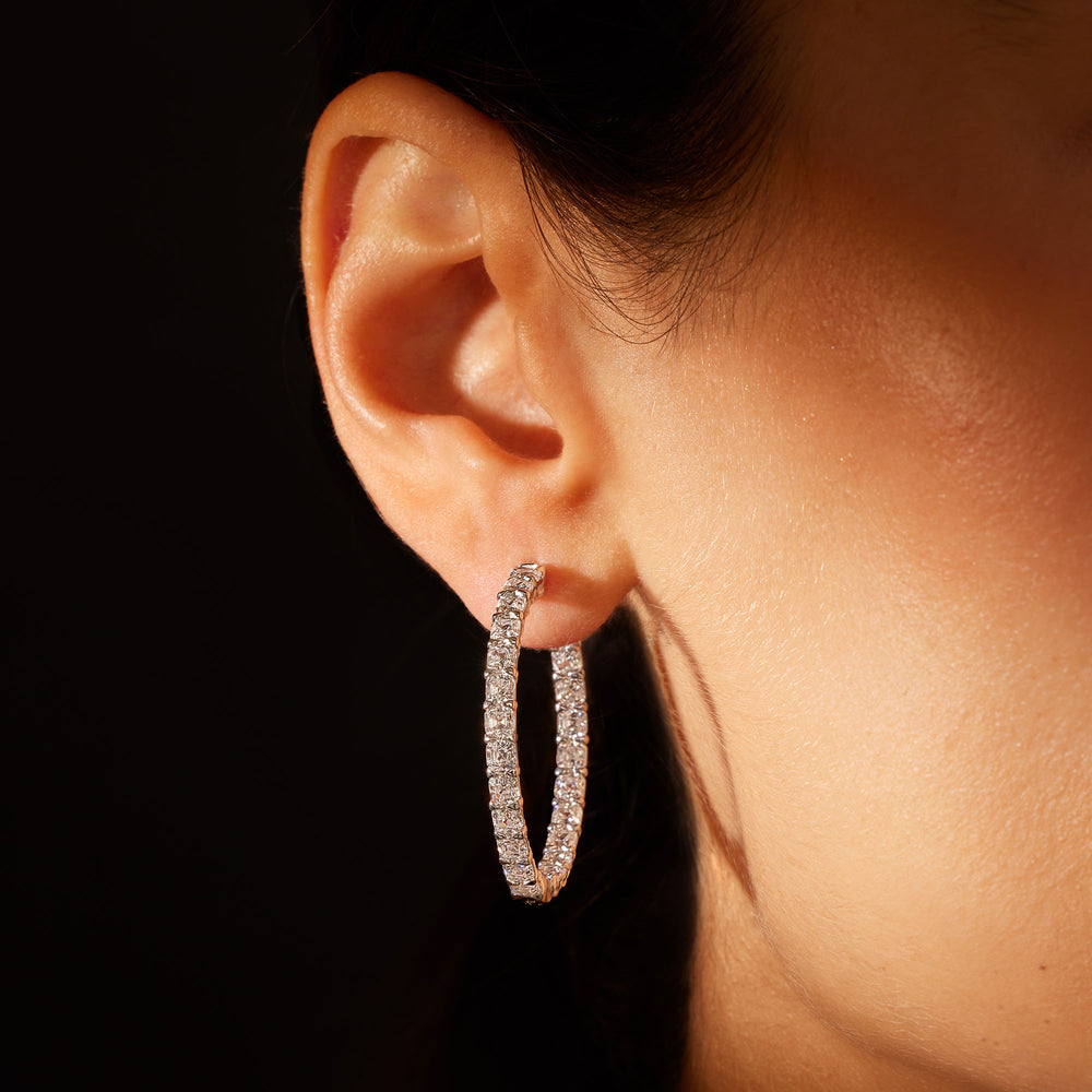 Olivia Lab Diamond Bold Inside Out Hoops Asscher 35mm On Model