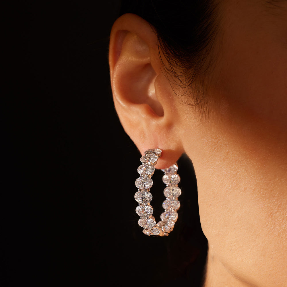 Olivia Lab Diamond Bold Inside Out Hoops Oval 35mm On Model