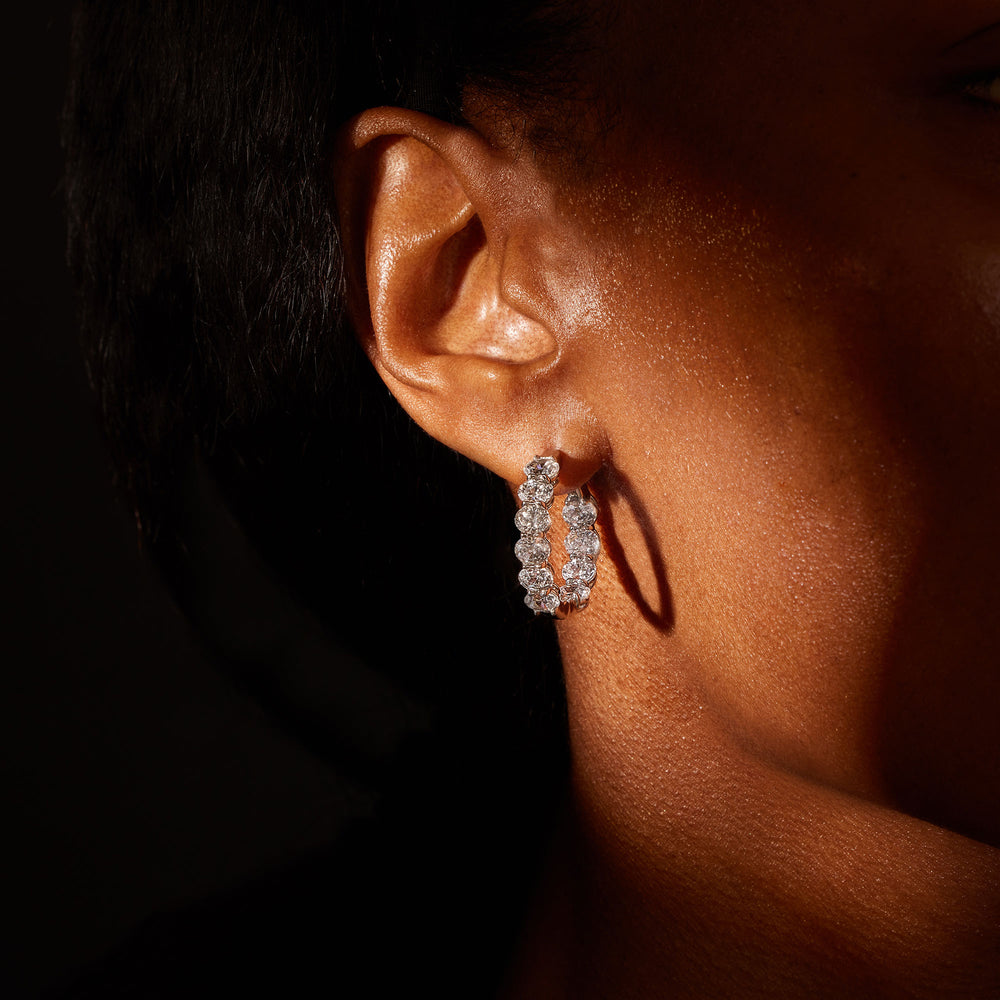 Olivia Lab Diamond Bold Inside Out Hoops Oval 25mm On Model