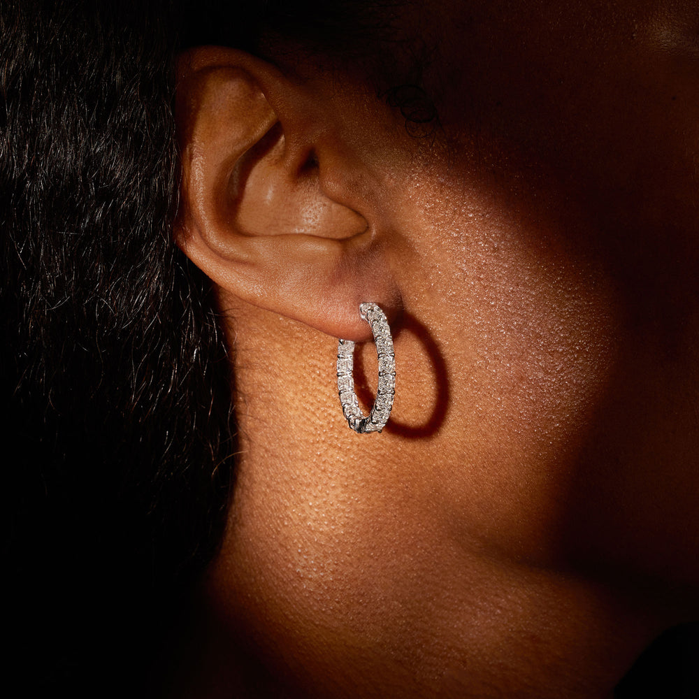 Olivia Lab Diamond Bold Inside Out Hoops Asscher 25mm On Model
