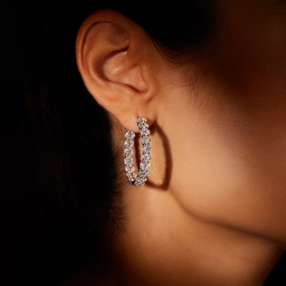 Olivia Lab Diamond Bold Inside Out Hoops Oval 35mm On Model