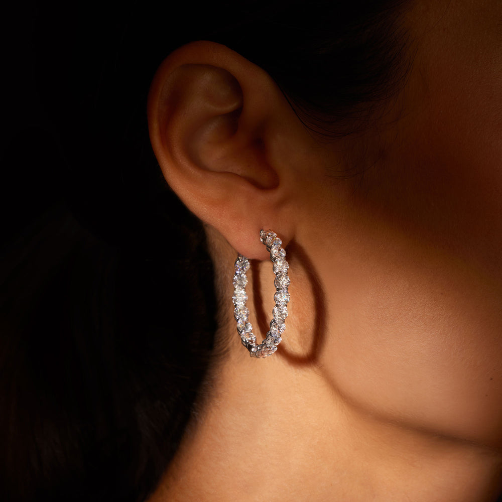 Olivia Lab Diamond Bold Inside Out Hoops Round 35mm On Model
