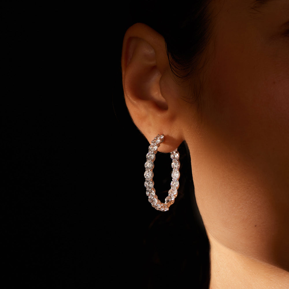 Olivia Lab Diamond Bold Inside Out Hoops Round 35mm On Model