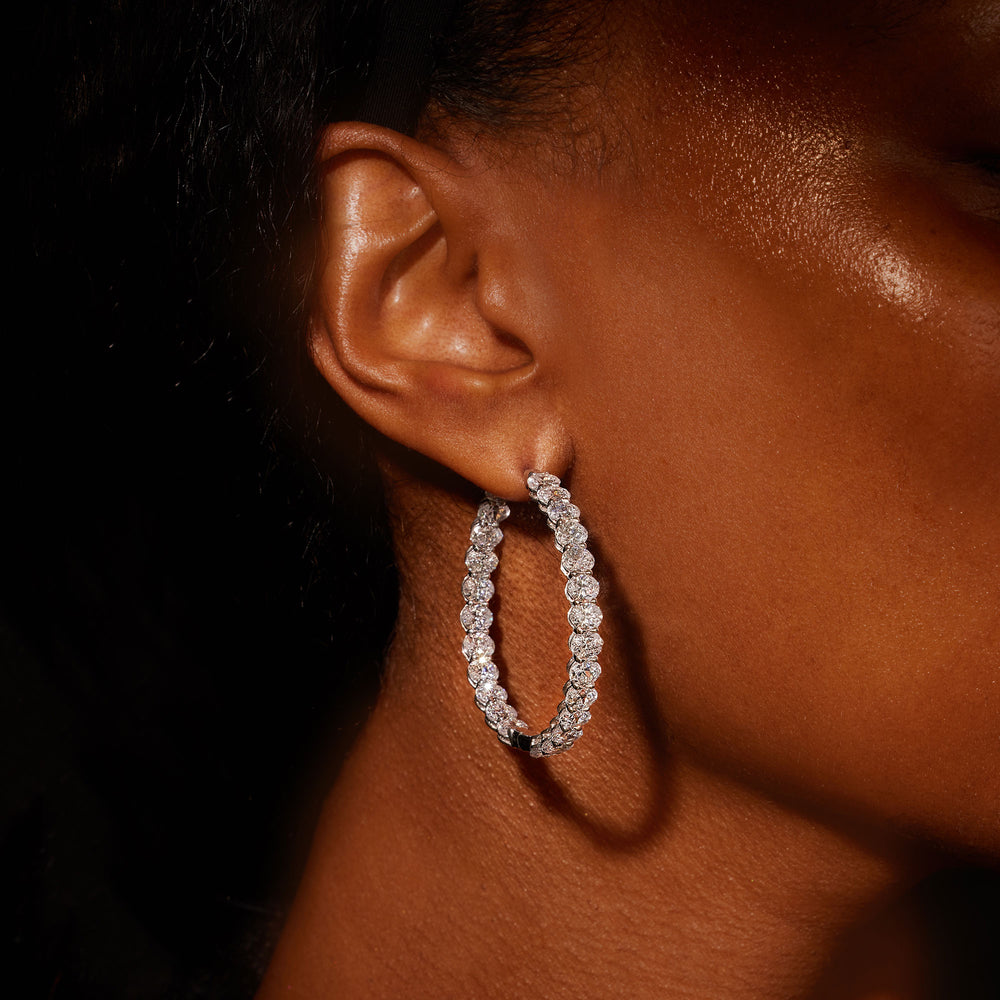 Olivia Lab Diamond Bold Inside Out Hoops Oval 45mm On Model