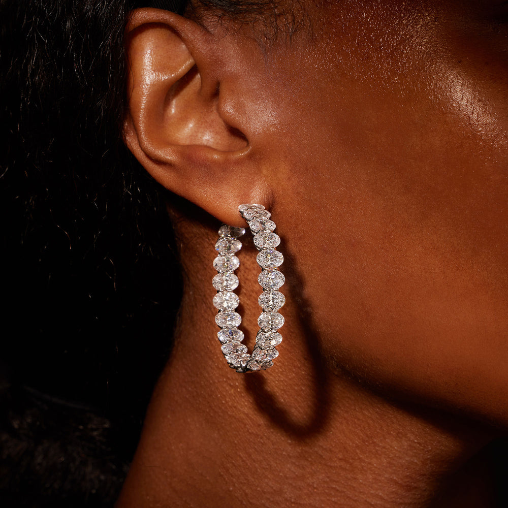 Olivia Lab Diamond Bold Inside Out Hoops Oval 45mm On Model