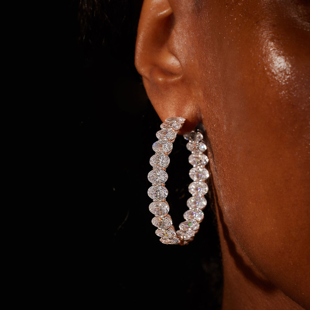 Olivia Lab Diamond Bold Inside Out Hoops Oval 45mm On Model