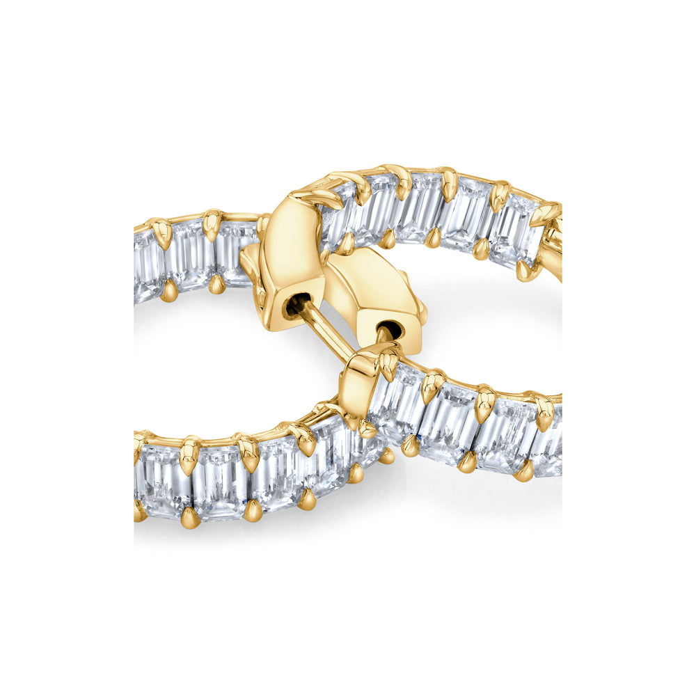 Olivia Lab Diamond Bold Inside Out Hoops 18k Yellow Gold Emerald Pair