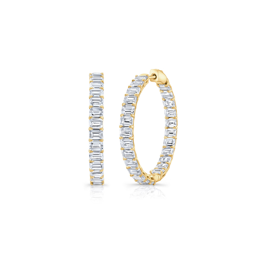Olivia Lab Diamond Bold Inside Out Hoops 18k Yellow Gold Emerald Pair