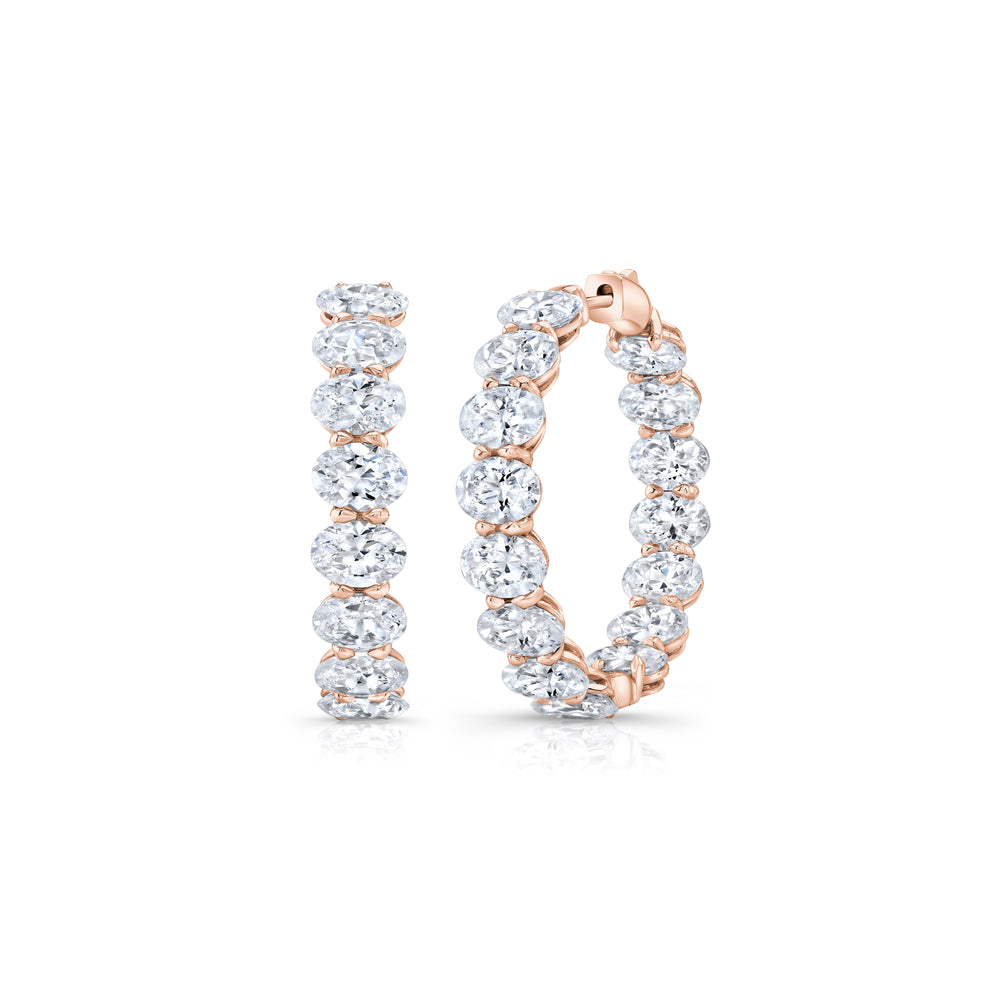 Olivia Lab Diamond Bold Inside Out Hoops 18k Rose Gold Oval Pair