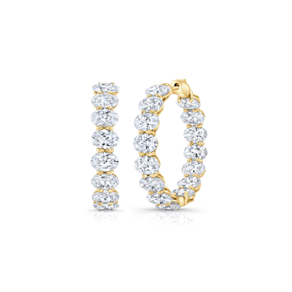 Olivia Lab Diamond Bold Inside Out Hoops 18k Yellow Gold Oval Pair