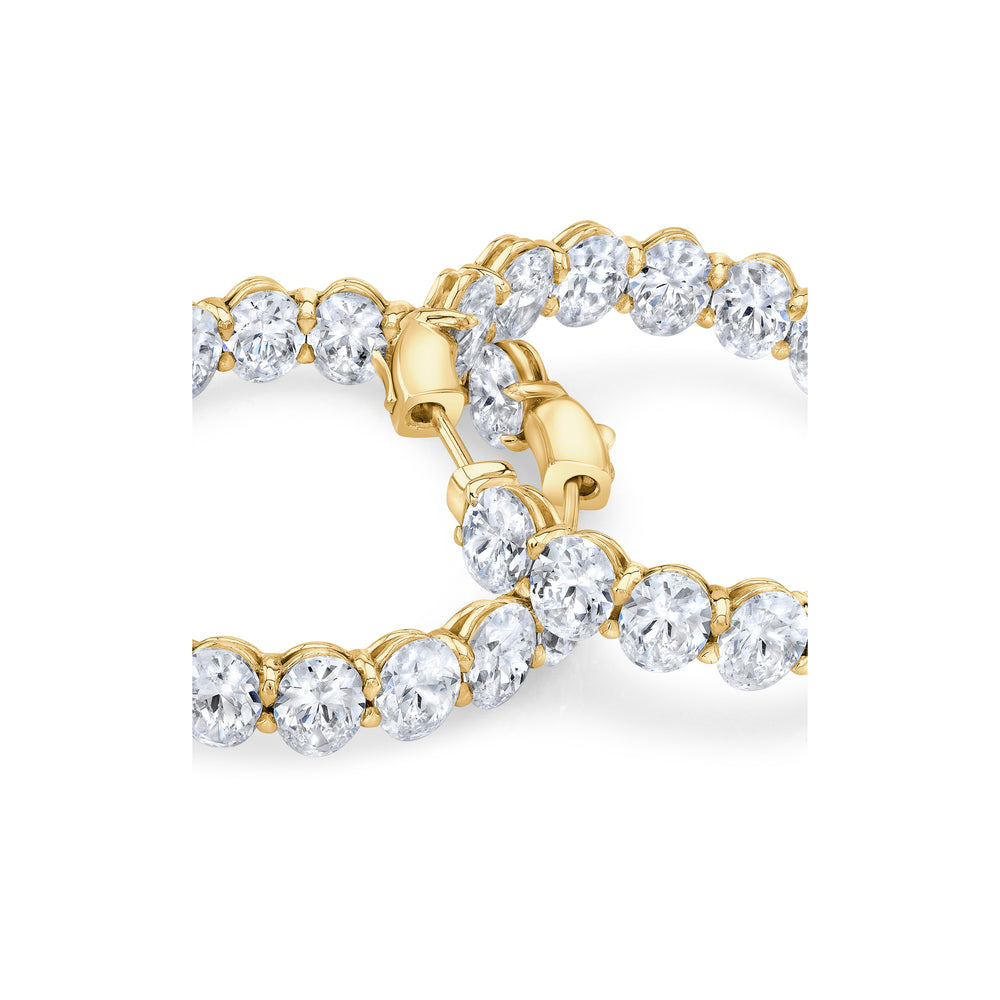 Olivia Lab Diamond Bold Inside Out Hoops 18k Yellow Gold Oval Pair