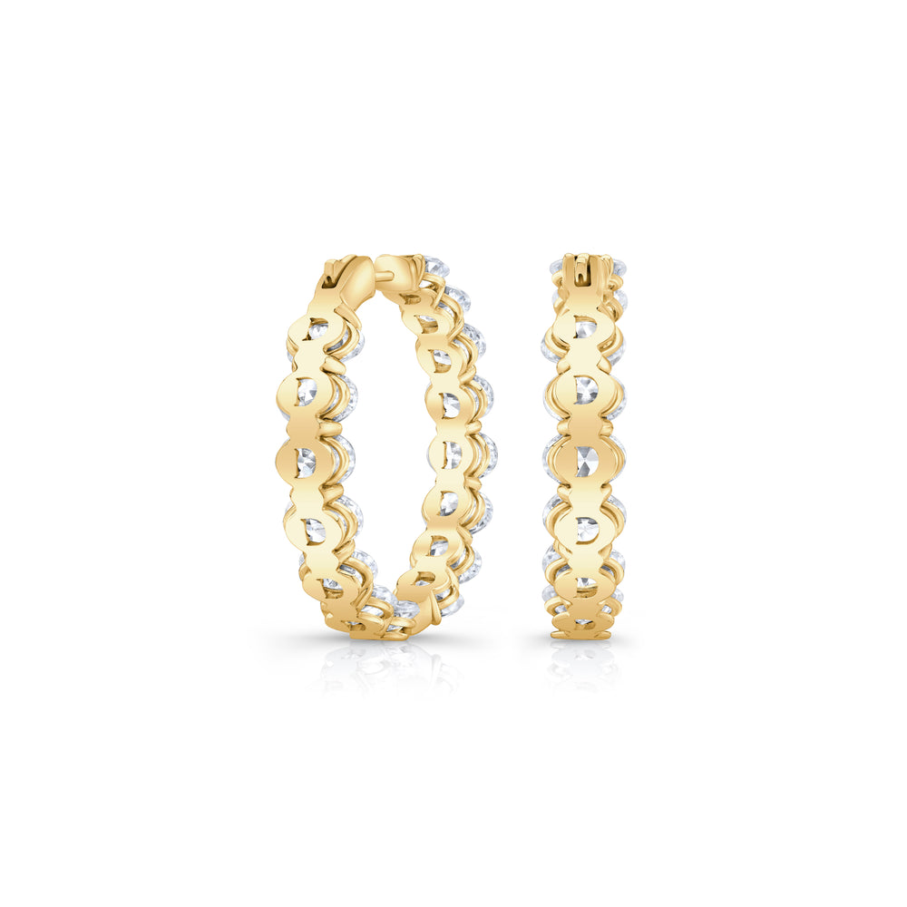 Olivia Lab Diamond Bold Inside Out Hoops 18k Yellow Gold Oval Pair