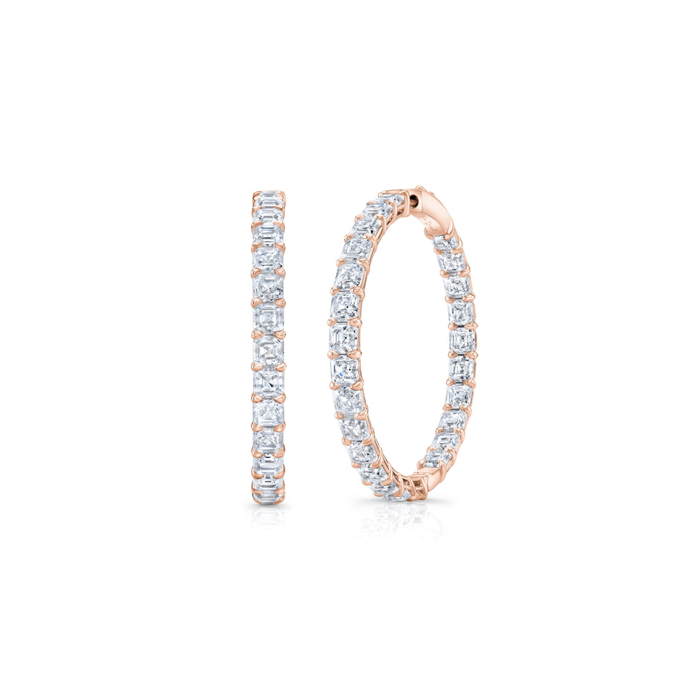 Olivia Lab Diamond Bold Inside Out Hoops 18k Rose Gold Asscher Pair