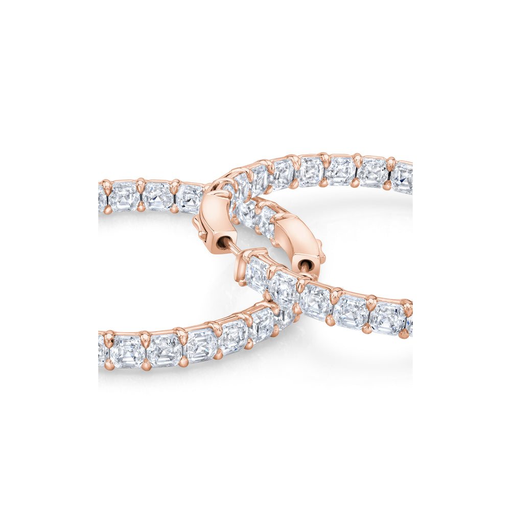 Olivia Lab Diamond Bold Inside Out Hoops 18k Rose Gold Asscher Pair