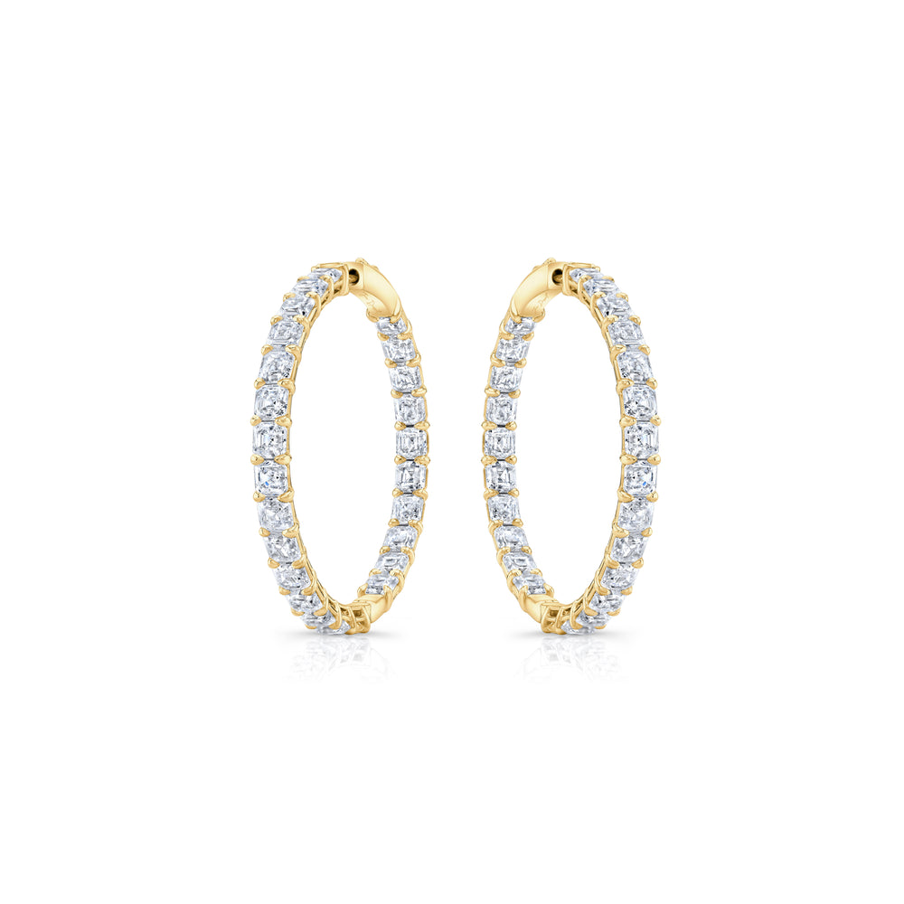 Olivia Lab Diamond Bold Inside Out Hoops 18k Yellow Gold Asscher Pair
