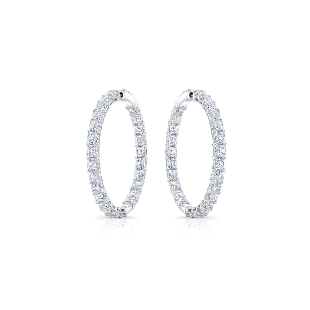 Olivia Lab Diamond Bold Inside Out Hoops 18k White Gold Asscher Pair