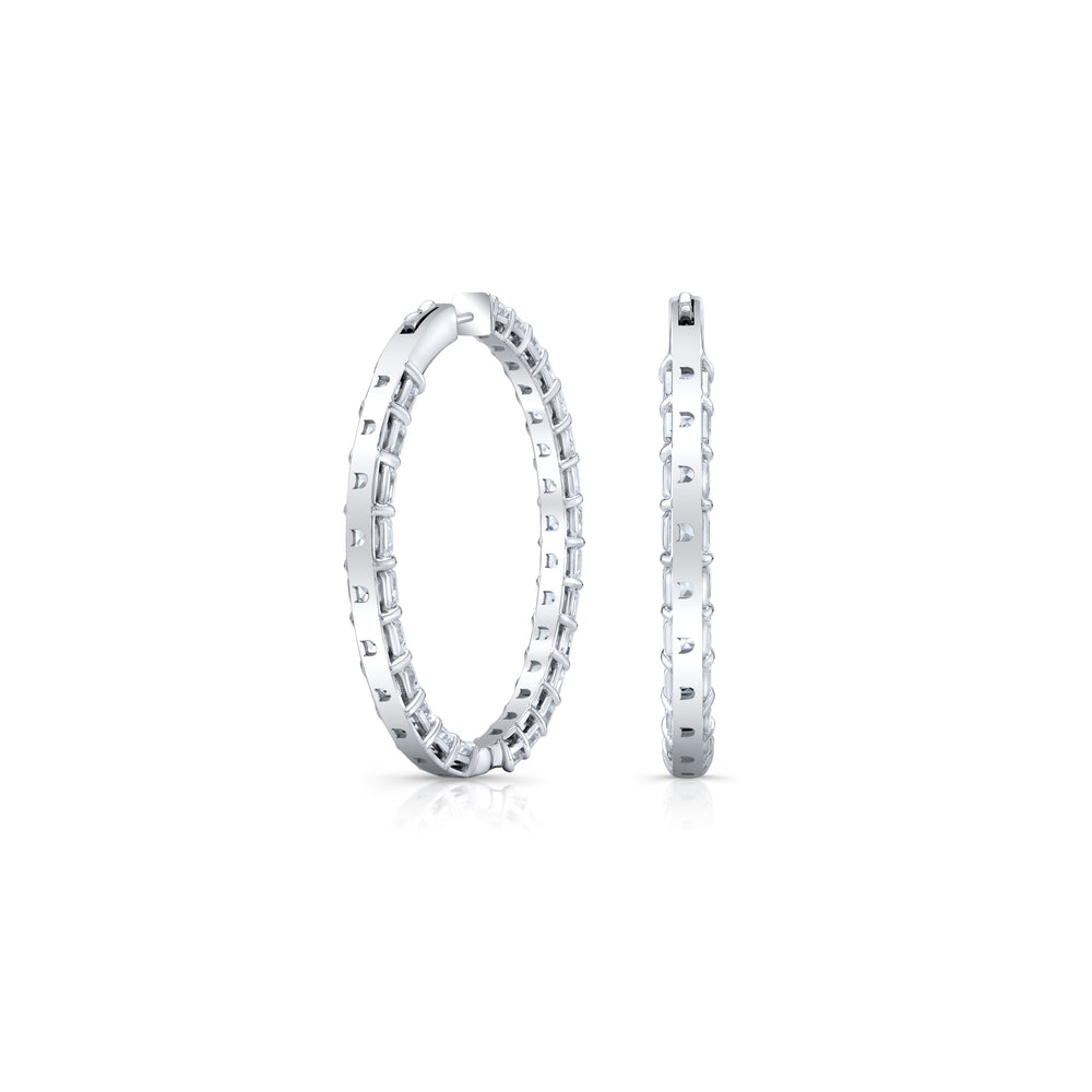 Olivia Lab Diamond Bold Inside Out Hoops 18k White Gold Asscher Pair